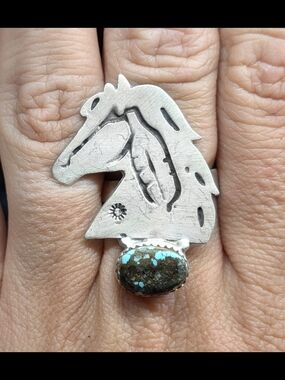 Handcrafted Horse Head Valley Blue Turquoise Ring